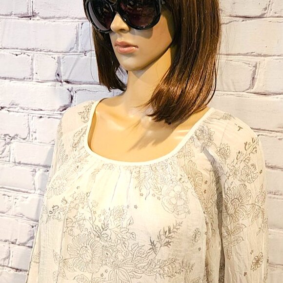 LUISA RICCI, 100% silk Boho long sleeve floral sheer blouse - Picture 6 of 11